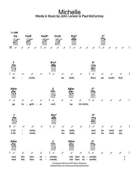 Michelle Sheet Music By The Beatles Ukulele With Strumming Patterns