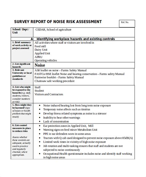 Noise Survey Template