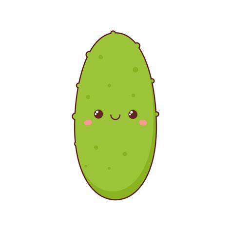 Cute Green Cucumber In Kawaii Style 22627759 Vector Art At Vecteezy