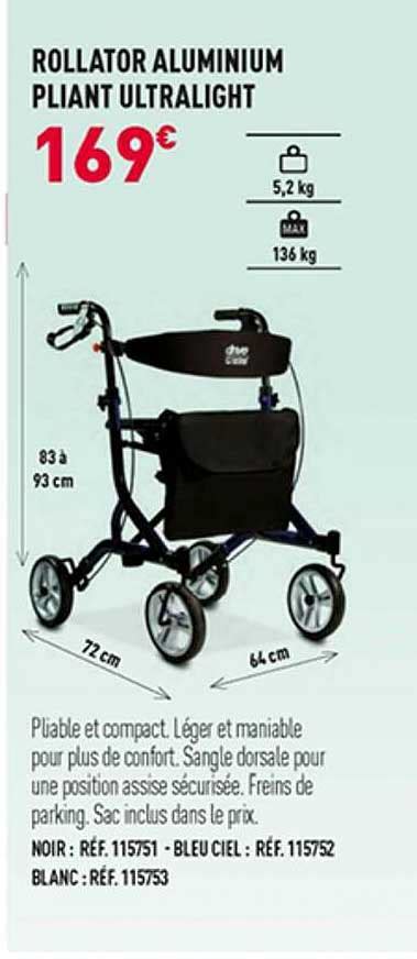 Promo Rollator Aluminium Pliant Ultralight Chez Bastide ICatalogue Fr