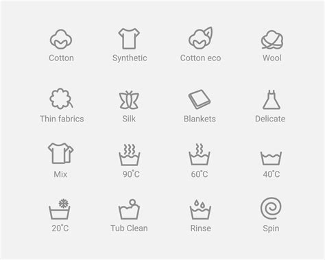 Washing machine modes icons set 11912894 Vector Art at Vecteezy