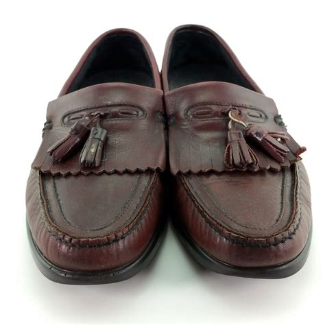 Mens 115 Hush Puppies Shoes Brown Leather Slip On Tassel Etsy