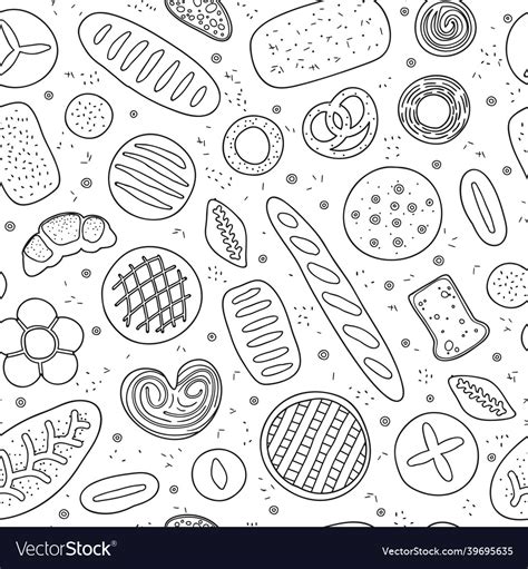 Seamless Pattern With Bread And Pastries Vector Image