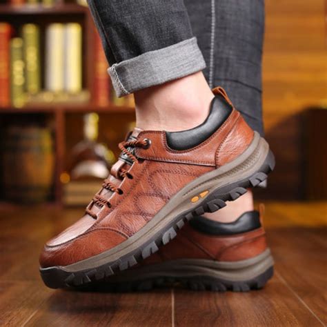 Mens Casual Leather Good Arch Support And Non Slip Outdoor Breathable W