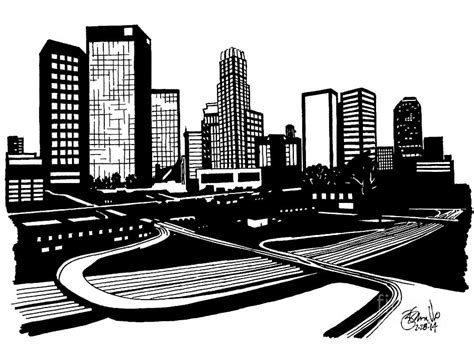 La Skyline Drawing at PaintingValley.com | Explore collection of La Skyline Drawing