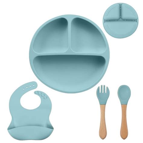 Couleur Pc Gris Bleu Ensemble D Assiettes Et Cuill Res En Silicone