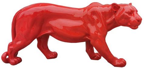 Casa Padrino Luxus Deko Skulptur Panther Rot H 80 x H 35 cm Große