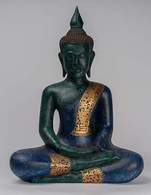 Antik Khmer Stil Holz Sitzende Buddha Statue Dhyana Meditation Mudra