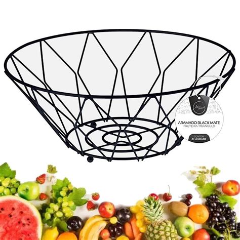 Cesta Aramada Redonda Cm Mesa Paes Frutas Fruteira Goldenhome