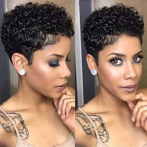 Short Pixie Cut Remy Human Hair Wig For Black Women Soft Afro Curly