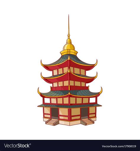 Traditional japanese chinese asian pagoda vector image on VectorStock | Japanese pagoda, Chinese ...