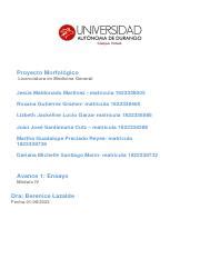 Avance 1 Proyecto Morfológico pdf Proyecto Morfológico Licenciatura