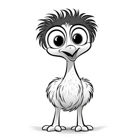 Premium Ai Image Minimalist Cartoon Emu Coloring Page For Children