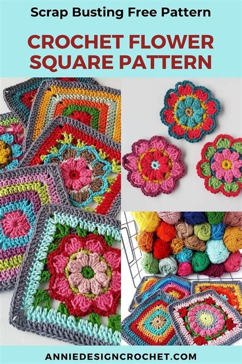 Crochet Flower Square Pattern | Crochet flower squares, Crochet quilt ...