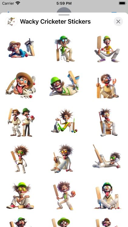 Wacky Cricketer Stickers By Paul Scott