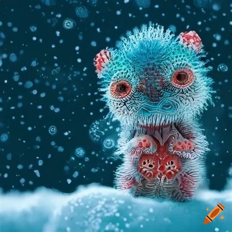 Haeckel Inspired Illustration Of Cute Creatures In The Snow On Craiyon