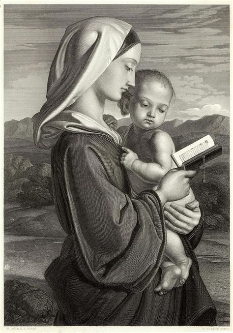 Mary Reads A Prayer Book While Jesus Drawing By Mary Evans Picture