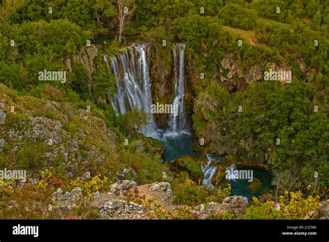 Croatia Dalmatia Krka National Park Manojlovac Waterfall Stock Photo