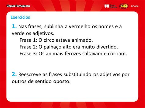 ExercÍcios Sobre Adjetivos E Substantivosresumo