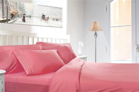 Clara Clark 1800 Series Deep Pocket 4pc Bed Sheet Set Queen Size Coral Pink Queen Microfiber