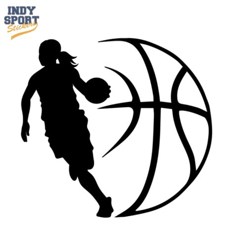 Basketball Player Girl Silhouette with Ball Design Decal - Car Stickers and Decals