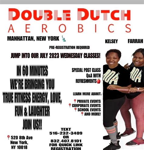 Double Dutch Aerobics Manhattan Ny Wednesdays July 2023 520 8th Ave