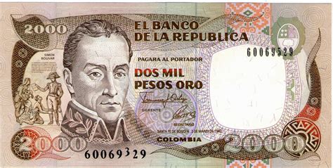 BILLETES VARIEDADES Y ERRORES DE COLOMBIA COLOMBIA BILLETE 2000 PESOS