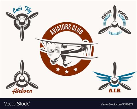 Aviation Emblem Set Royalty Free Vector Image Vectorstock