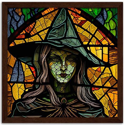 Witch On Stained Glass Witch Wall Art Witchy Decor Home Decor