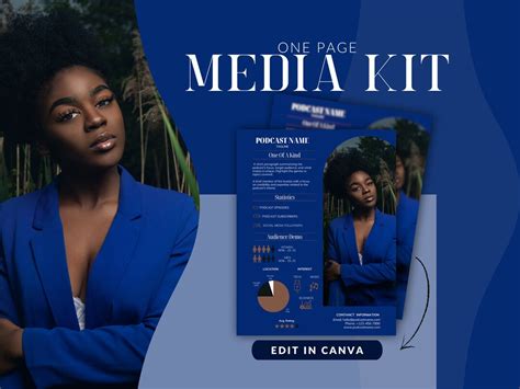 One Page Media Kit Podcast Sales Page Podcast Canva Template Girl