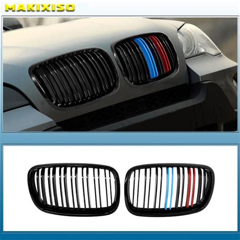 1 Pair Front Grillesfor Bmw X5x6 E70 E71 2008 2014 Gloss Matte Black