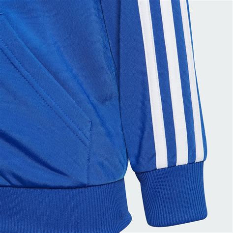 Kids Clothing Essentials 3 Stripes Shiny Track Suit Blue Adidas