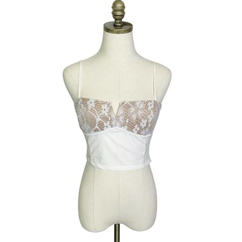 Tiger Mist Tops Tiger Mist White Lace Bust Crop Top Bustier S 255