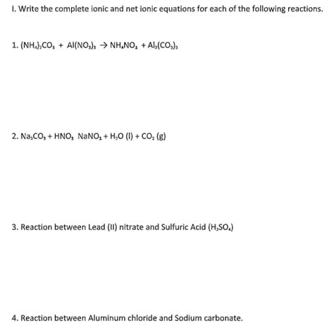 Solved Write The Complete Ionic And Net Ionic Equations Chegg