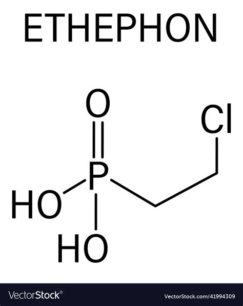 Ethephon molecule skeletal formula Royalty Free Vector Image