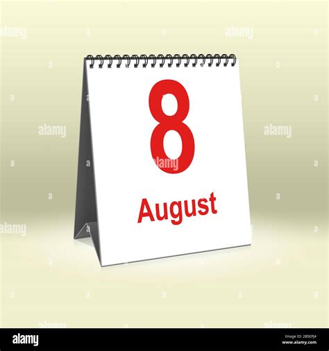 A Calendar For The Desk Shows August 8th Ein Kalender Für Den