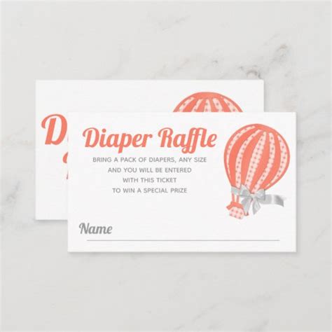 Diaper Raffle Hot Air Balloon Baby Shower Business Card Zazzle