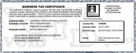 Business License - California Healthcare Skills Center