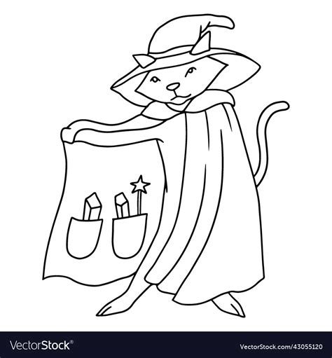 Wizard cat stroke Royalty Free Vector Image - VectorStock