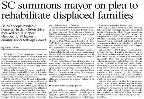 Dawn Epaper Dec Sc Summons Mayor On Plea To Rehabilitate