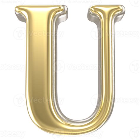 Gold Font U 3d Render 47703763 Png