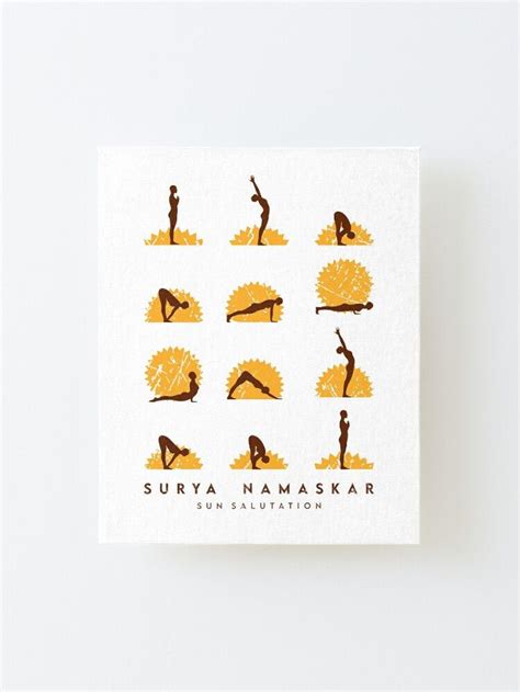 Surya Namaskar Sun Salutation 12 Powerful Yoga Poses Mounted Print