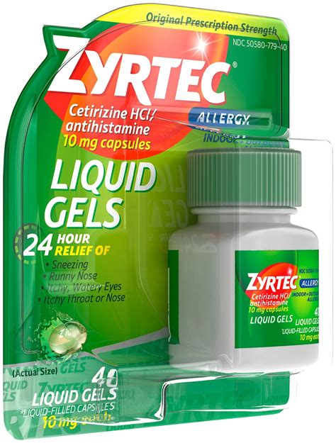 Zyrtec 24 Hour Allergy Relief Liquid Gels Antihistamine Capsules With