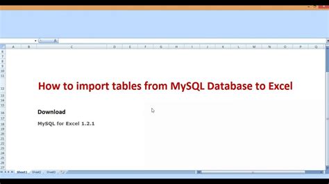 How To Import Tables From Mysql Database To Excel 2007 Youtube