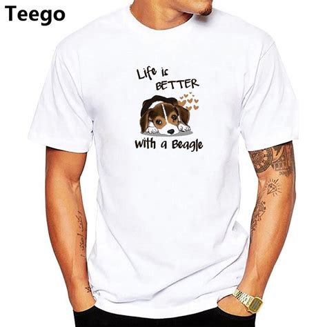 Ycie Jest Lepsze Z Beagle T Shirt Drukowane Koszulki Z Kr Tkim R Kawem