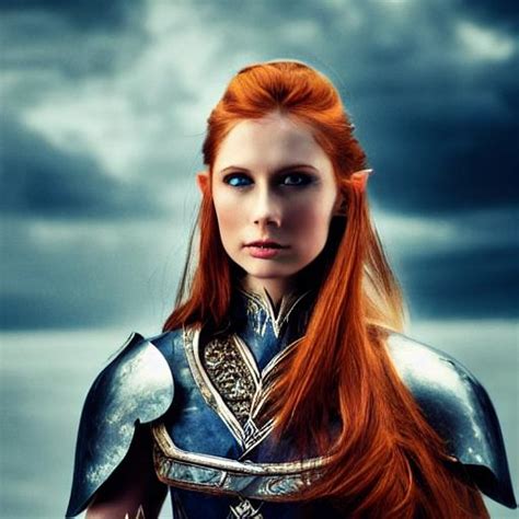 Auburn Haired Blue Eyed Beautiful Elven Young E Openart