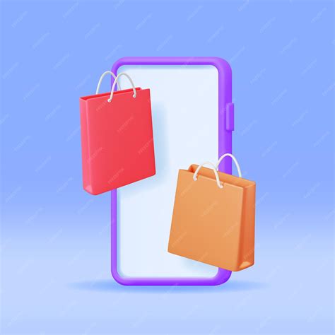 Premium Vector | 3d smartphone with shopping bag