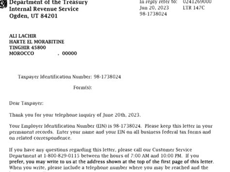 Ein Employer Identification Number With C Confirmation Letter Upwork