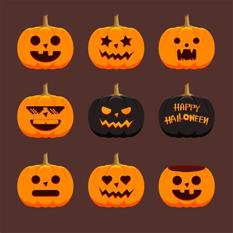 Premium Vector Halloween Pumpkins Set