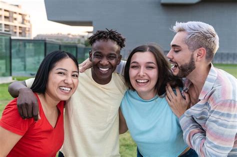 Young Diverse Group Of Friends Having Fun Outside Happy Gen People